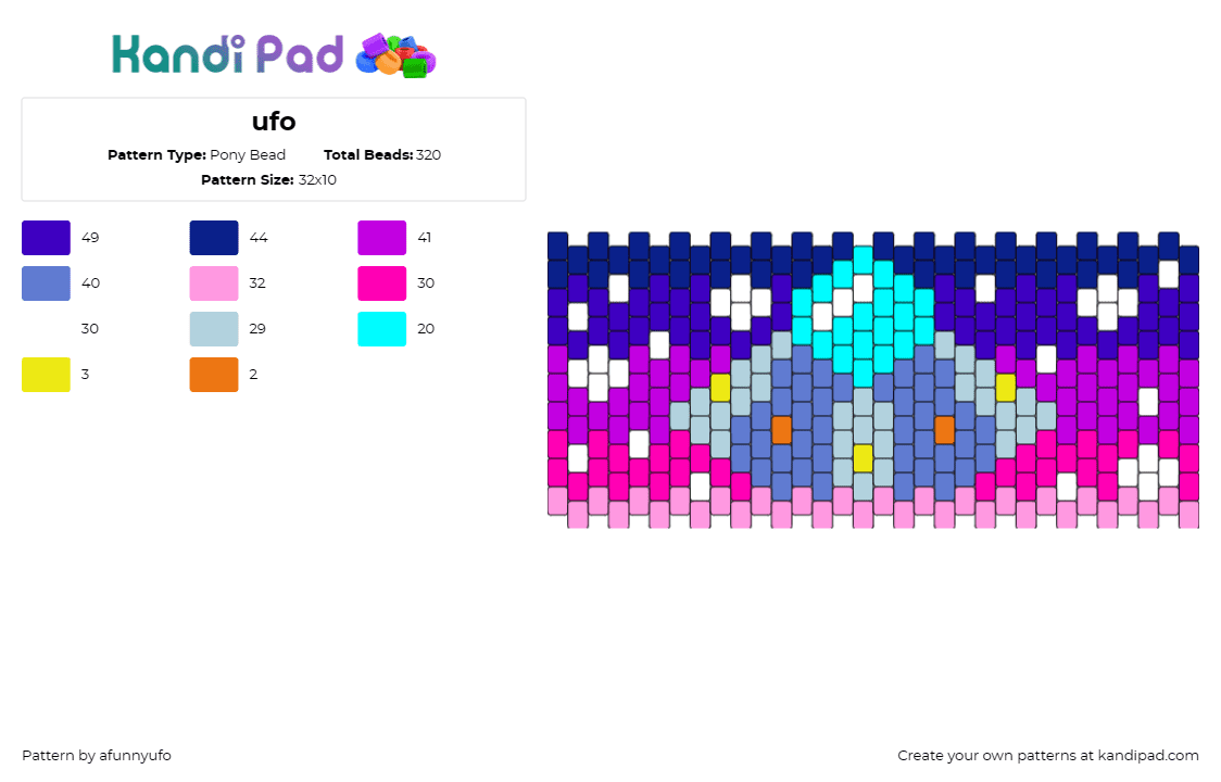 ufo - Pony Bead Pattern by afunnyufo on Kandi Pad - ufo,space,alien,stars,cuff,interstellar,whimsical,unknown,extraterrestrial,journ