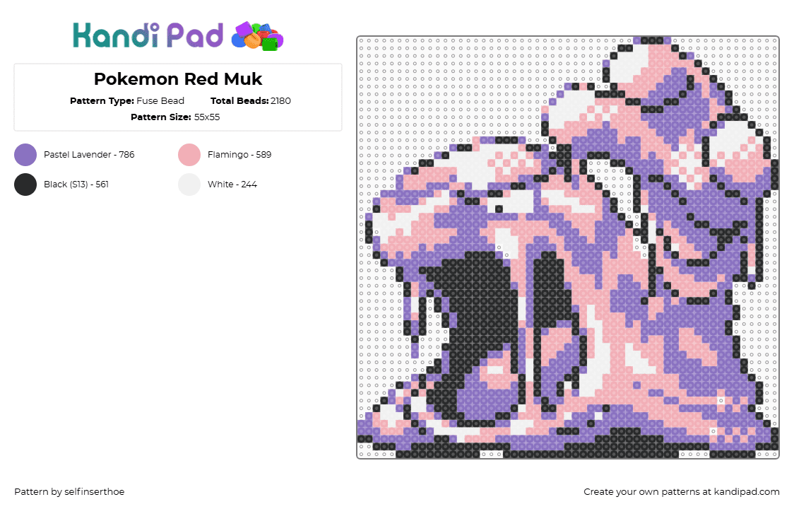 Pokemon Red Muk - Fuse Bead Pattern by selfinserthoe on Kandi Pad - blue,beige,pokemon red,pokemon,muk