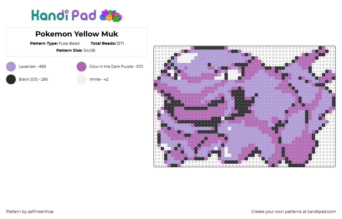 Pokemon Yellow Muk - Fuse Bead Pattern by selfinserthoe on Kandi Pad - pink,pokemon,pokemon yellow,muk