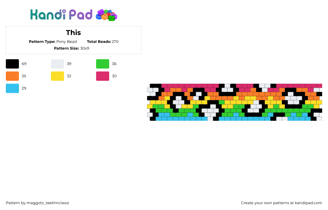 This - Pony Bead Pattern by maggotz_teethnclawz on Kandi Pad - pink,orange,yellow,green