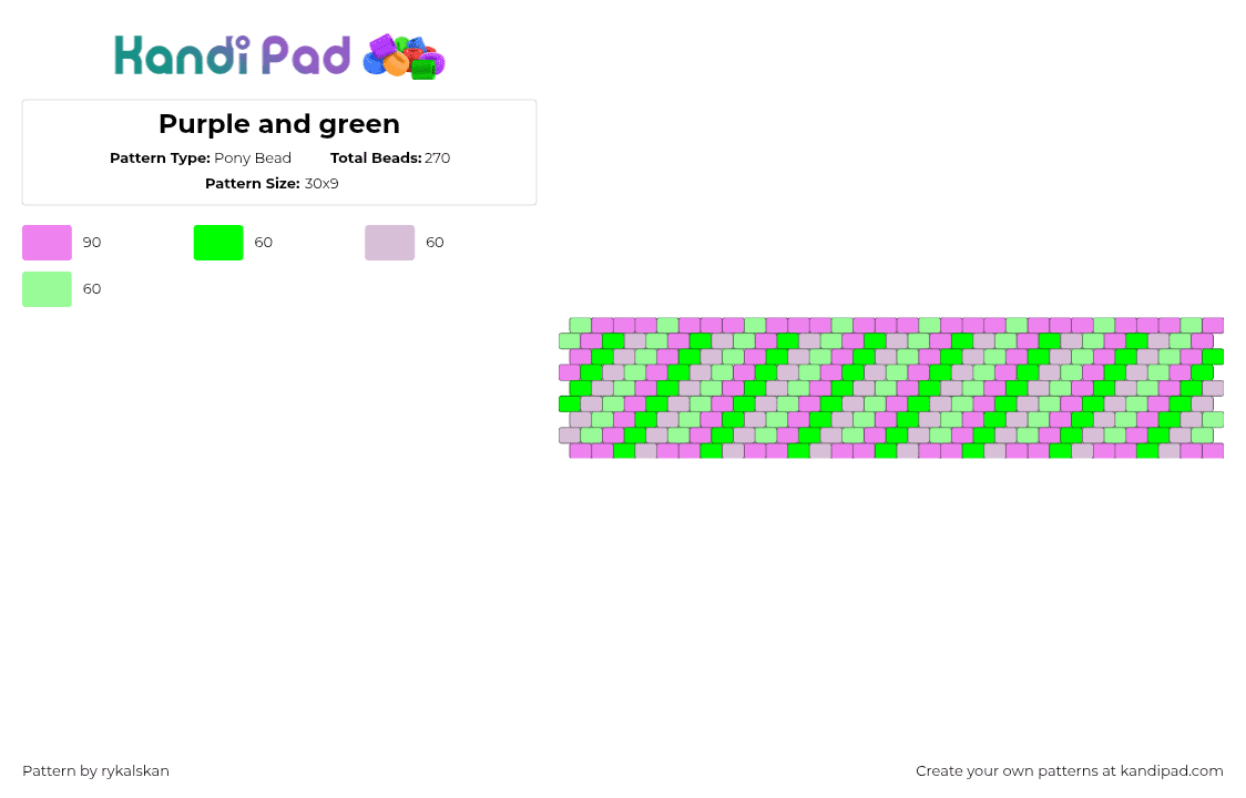 Purple and green - Pony Bead Pattern by rykalskan on Kandi Pad - pink