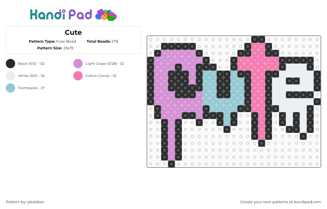 Cute - Fuse Bead Pattern by rykalskan on Kandi Pad - pink