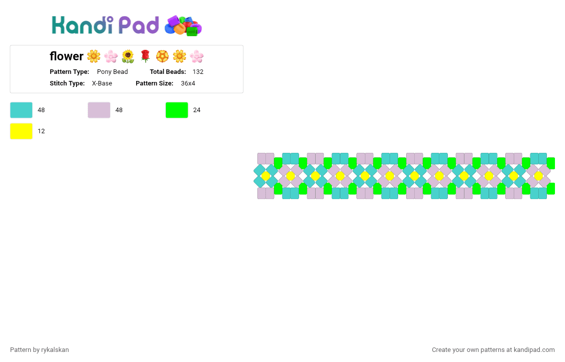 flower 🌼 🌸 🌻 🌹 🏵 🌼 🌸 - Pony Bead Pattern by rykalskan on Kandi Pad - light blue,pink