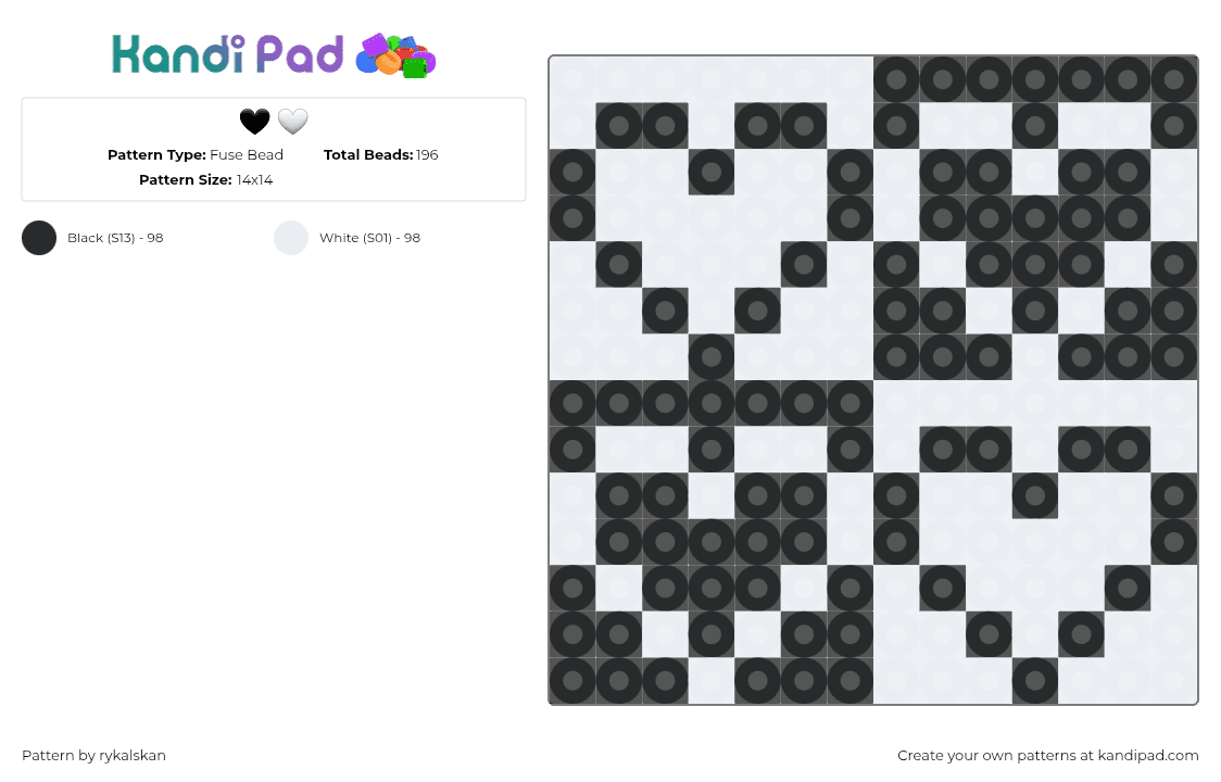 🖤 🤍 - Fuse Bead Pattern by rykalskan on Kandi Pad - black,white