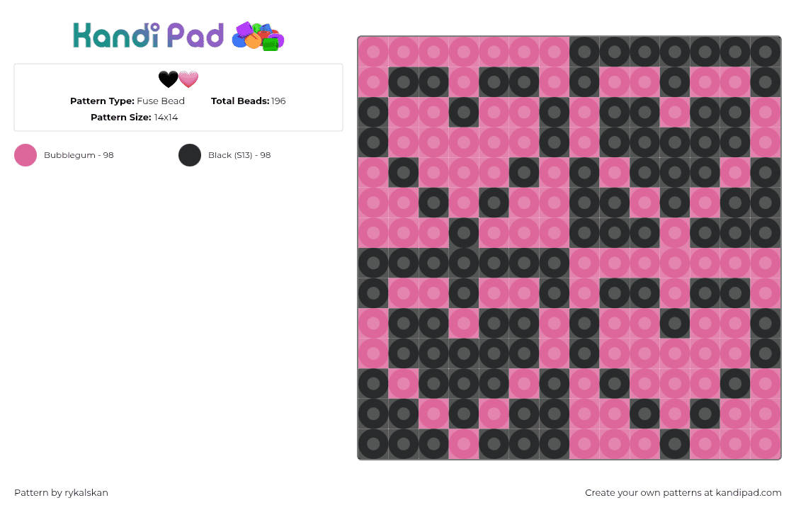 🖤🩷 - Fuse Bead Pattern by rykalskan on Kandi Pad - pink,black