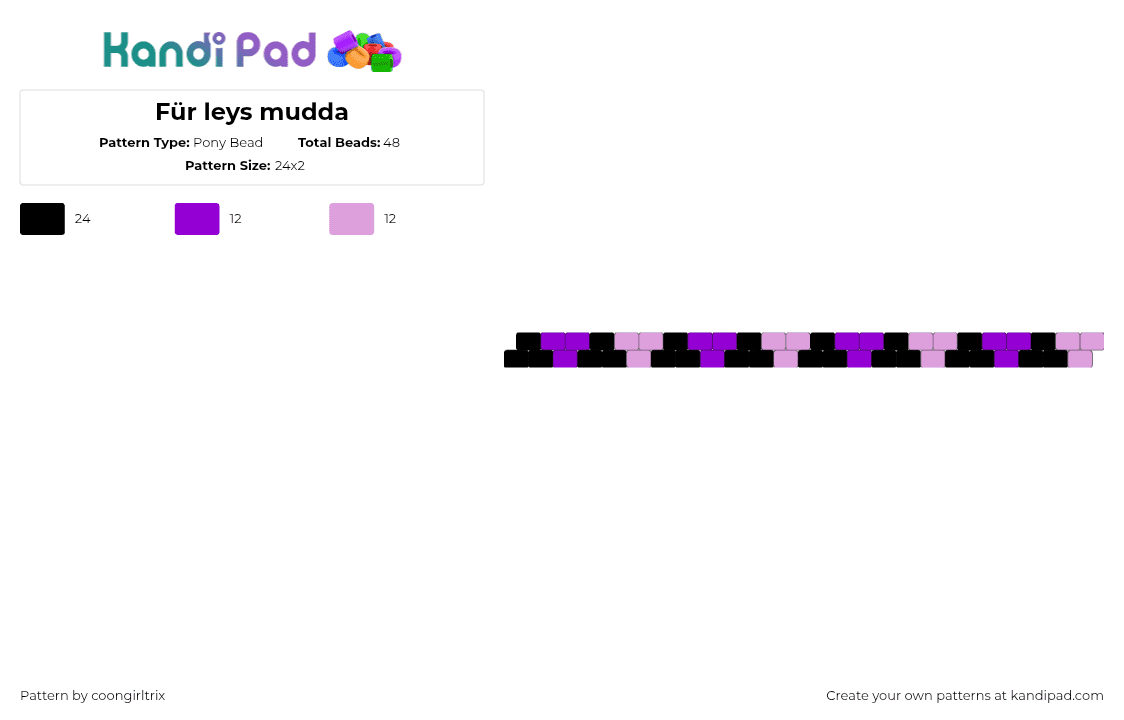 Für leys mudda - Pony Bead Pattern by coongirltrix on Kandi Pad - purple,pink