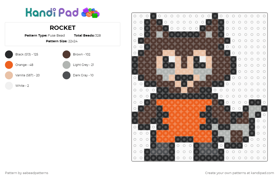 ROCKET - Fuse Bead Pattern by aabeadpatterns on Kandi Pad - orange,brown