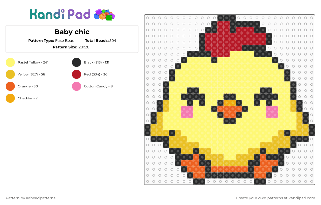 Baby chic - Fuse Bead Pattern by aabeadpatterns on Kandi Pad - yellow