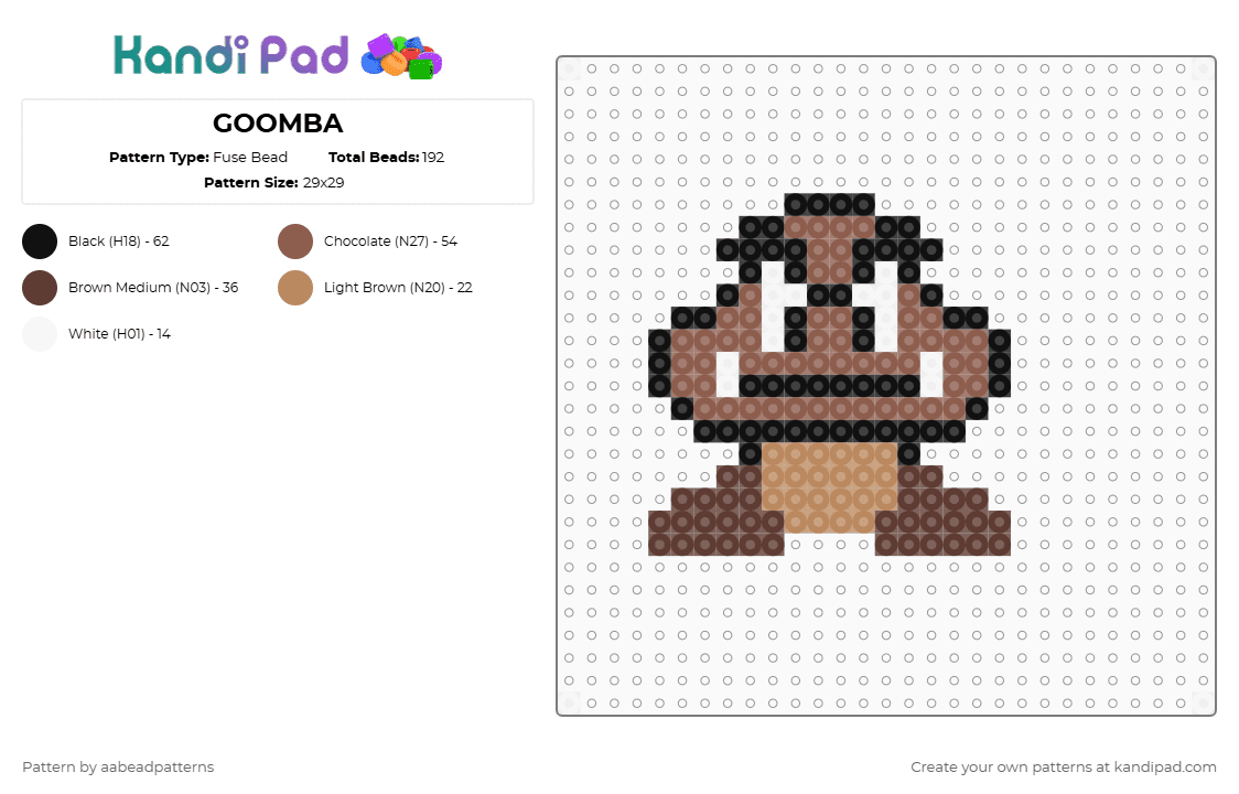 GOOMBA Fuse Bead Pattern - Kandi Pad | Kandi Patterns, Fuse Bead ...