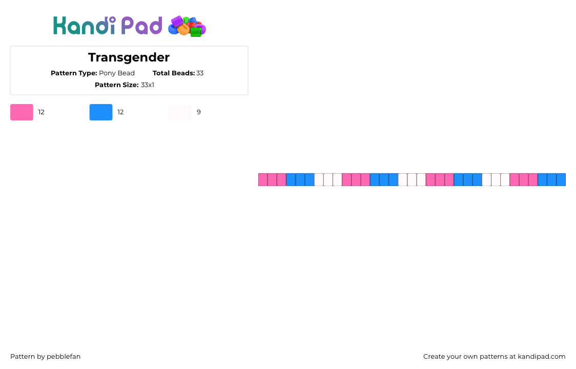 Transgender - Pony Bead Pattern by pebblefan on Kandi Pad - pink,light blue,pride,trans,transgender