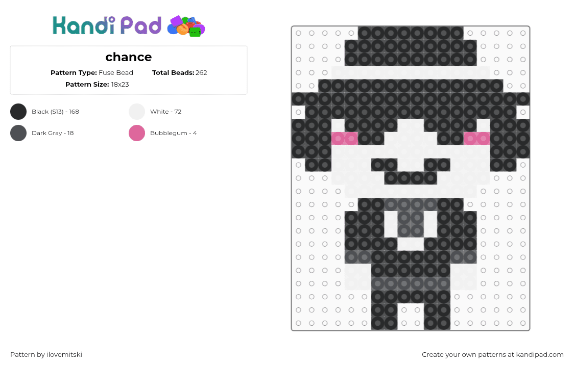 chance - Fuse Bead Pattern by ilovemitski on Kandi Pad - black,white,gray,roblox,forsaken,epic