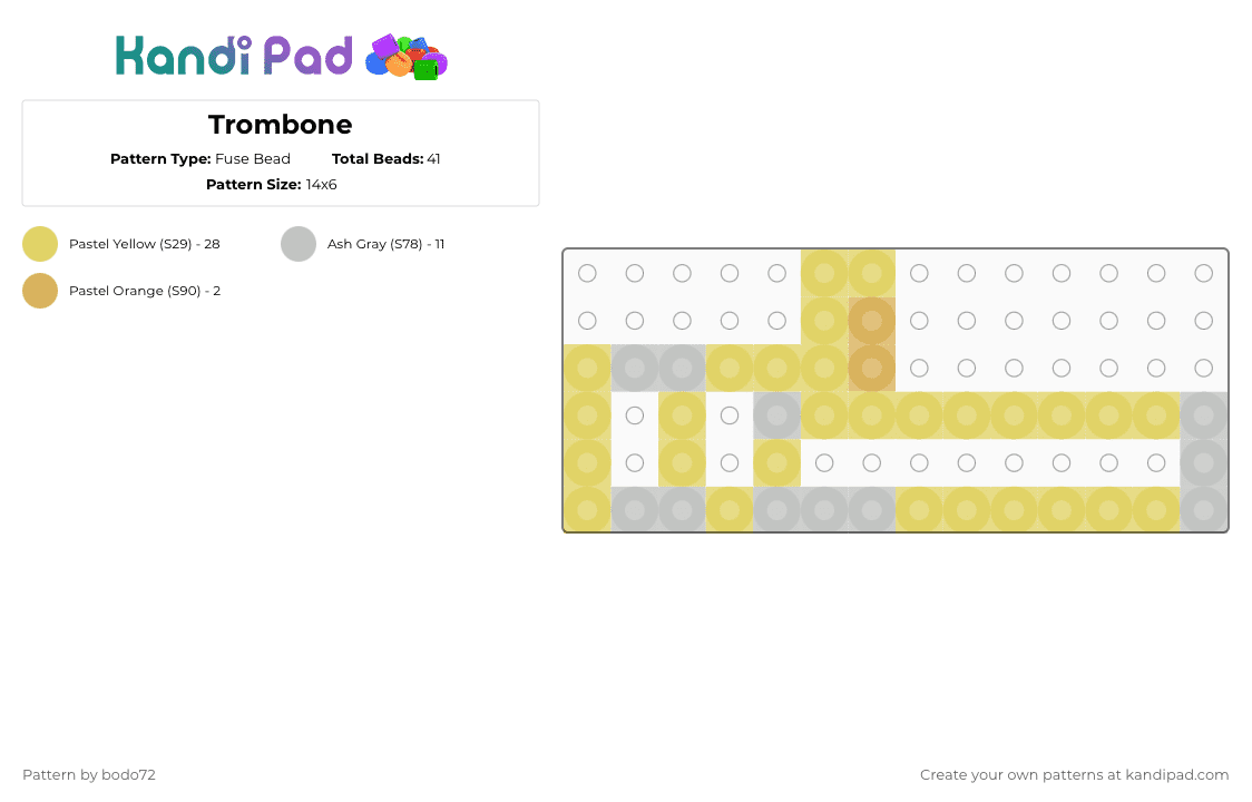 Trombone - Fuse Bead Pattern by queeryoushouldfear on Kandi Pad - yellow