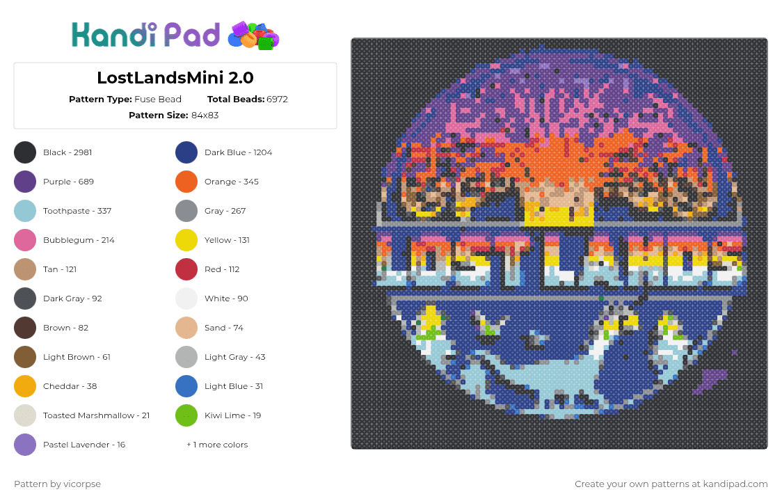 LostLandsMini 2.0 - Fuse Bead Pattern by vicorpse on Kandi Pad - black,blue,purple,gray,colorful
