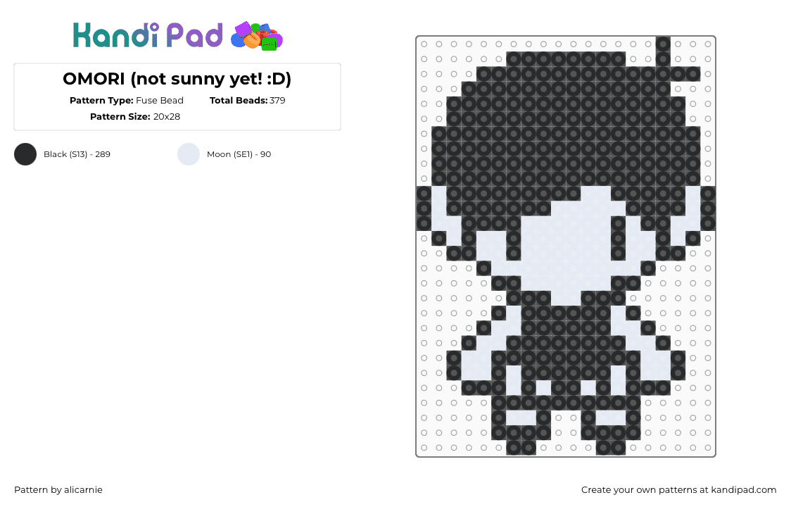 OMORI (not sunny yet! :D) - Fuse Bead Pattern by alicarnie on Kandi Pad - black,omori,moon,white,game,knife,short,youngest