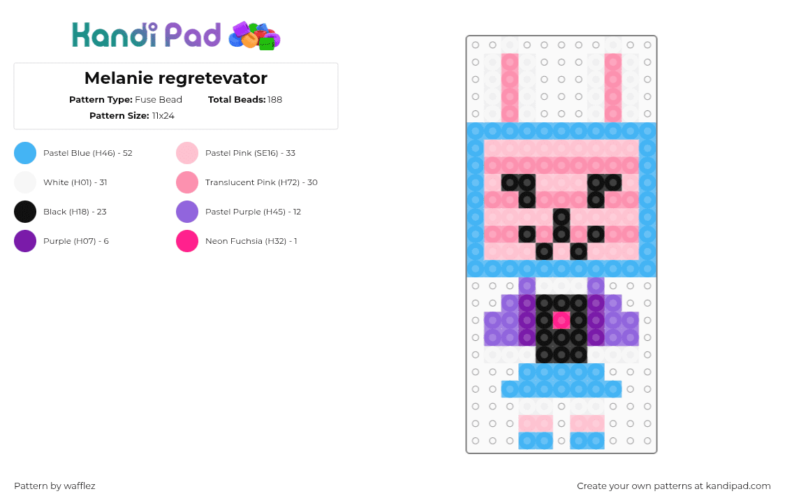 Melanie regretevator - Fuse Bead Pattern by wafflez on Kandi Pad - light blue,pink