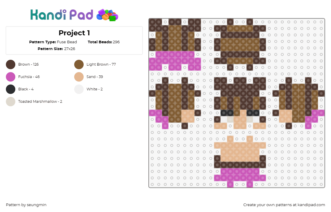 Project 1 - Fuse Bead Pattern by seungmin on Kandi Pad - 3d