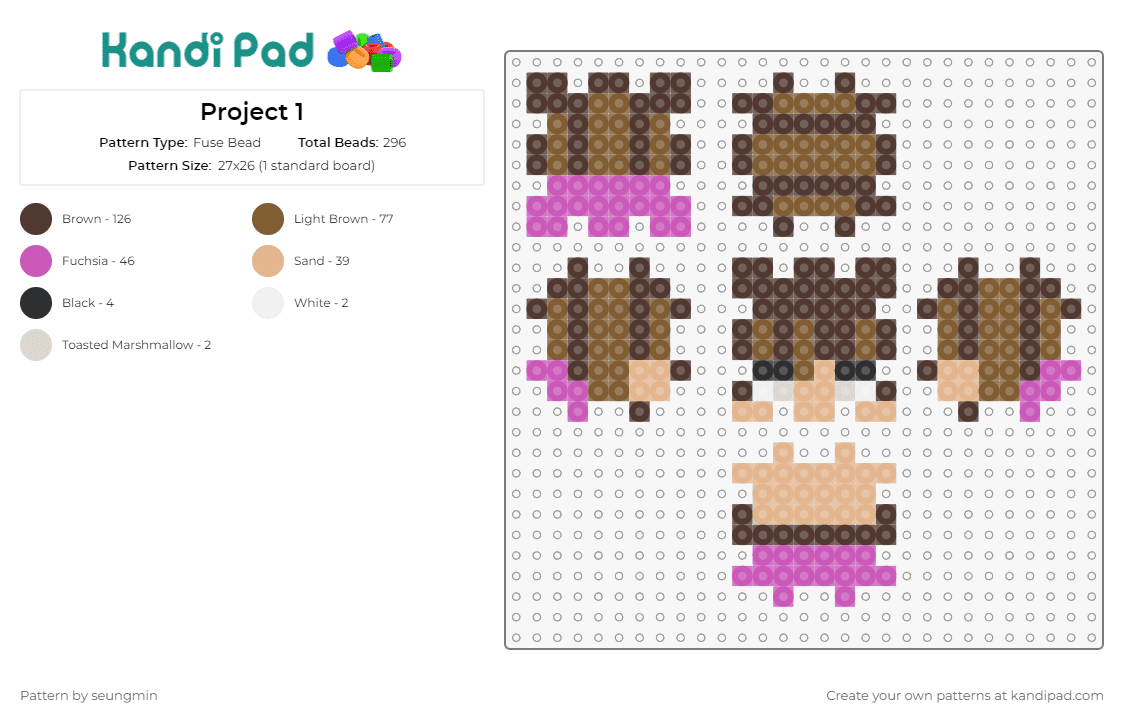 Project 1 - Fuse Bead Pattern by seungmin on Kandi Pad - 3d