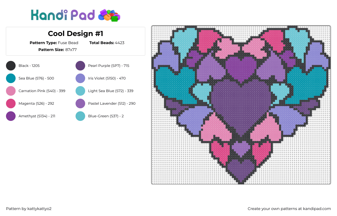 Cool Design #1 - Fuse Bead Pattern by kattykattyo2 on Kandi Pad - purple,pink