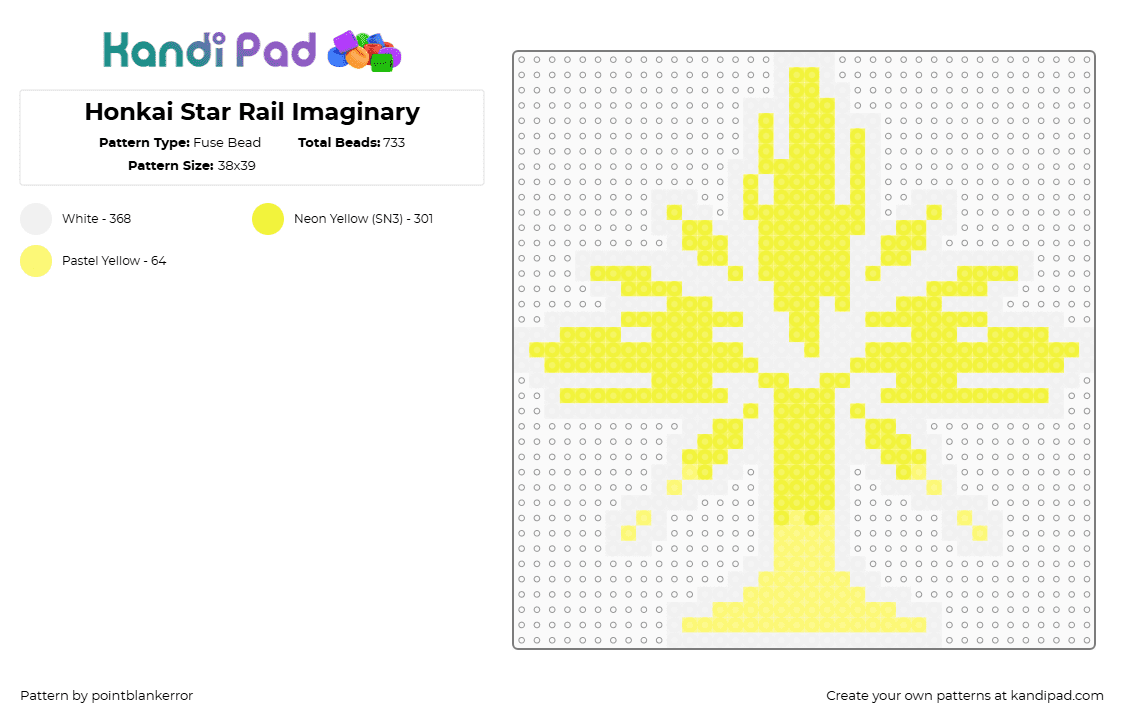 Honkai Star Rail Imaginary - Fuse Bead Pattern by pointblankerror on Kandi Pad - yellow,white,honkai star rail,star rail,imaginary