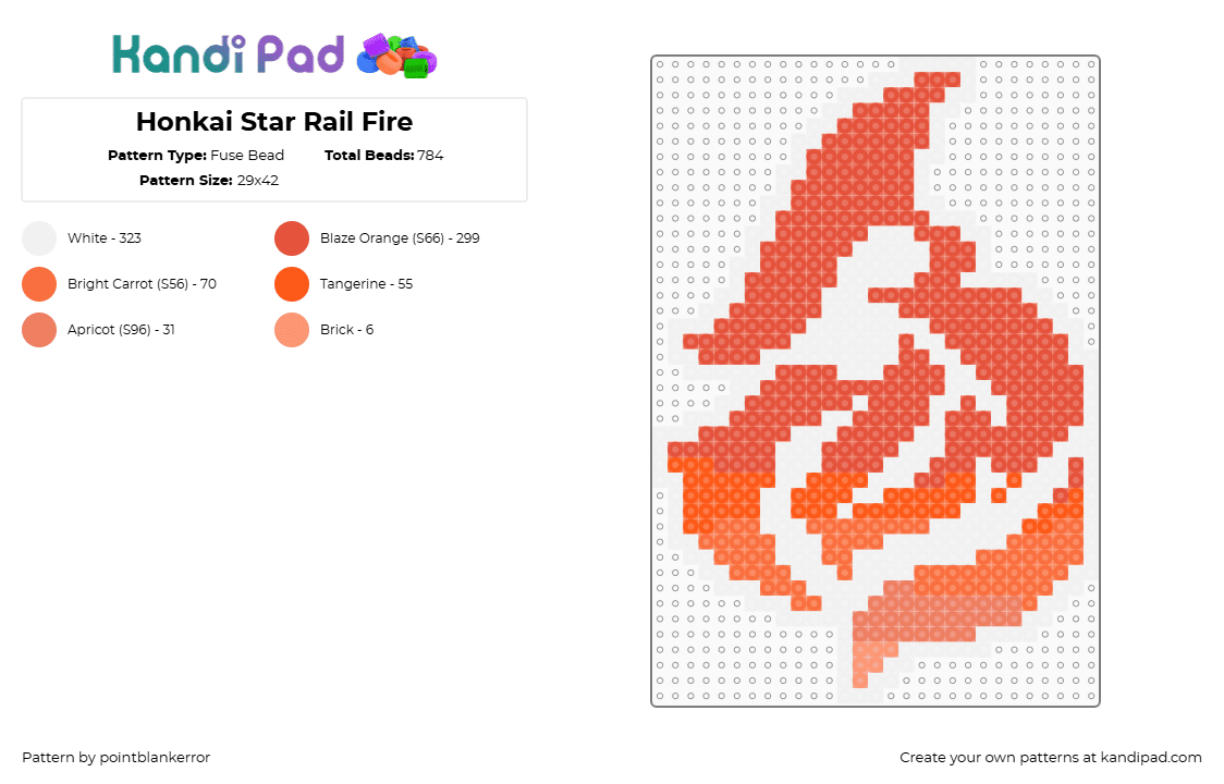 Honkai Star Rail Fire - Fuse Bead Pattern by pointblankerror on Kandi Pad - red,orange,honkai star rail,game,hsr,fire