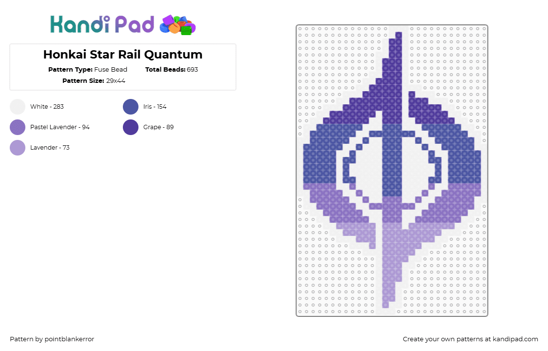 Honkai Star Rail Quantum - Fuse Bead Pattern by pointblankerror on Kandi Pad - purple,honkai star rail,star rail,quantum,gaming