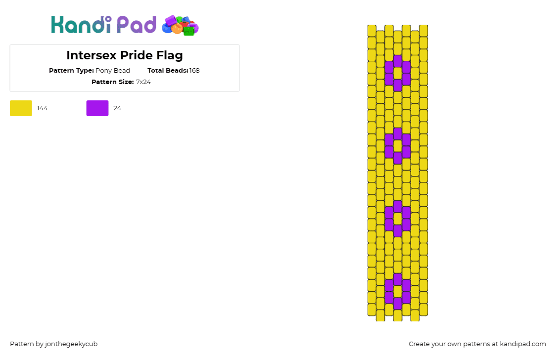 Intersex Pride Flag - Pony Bead Pattern by jonthegeekycub on Kandi Pad - intersex,pride,community,solidarity,identity,symbol,yellow,purple