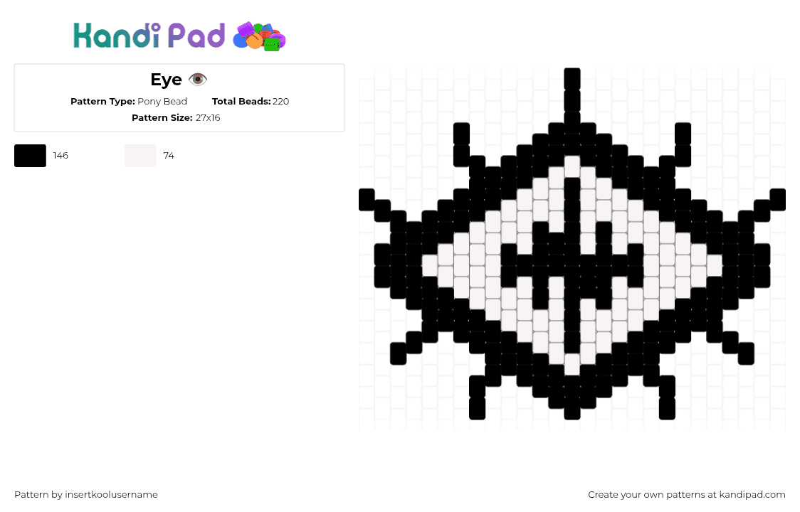 Eye 👁️ - Pony Bead Pattern by insertkoolusername on Kandi Pad - black,white