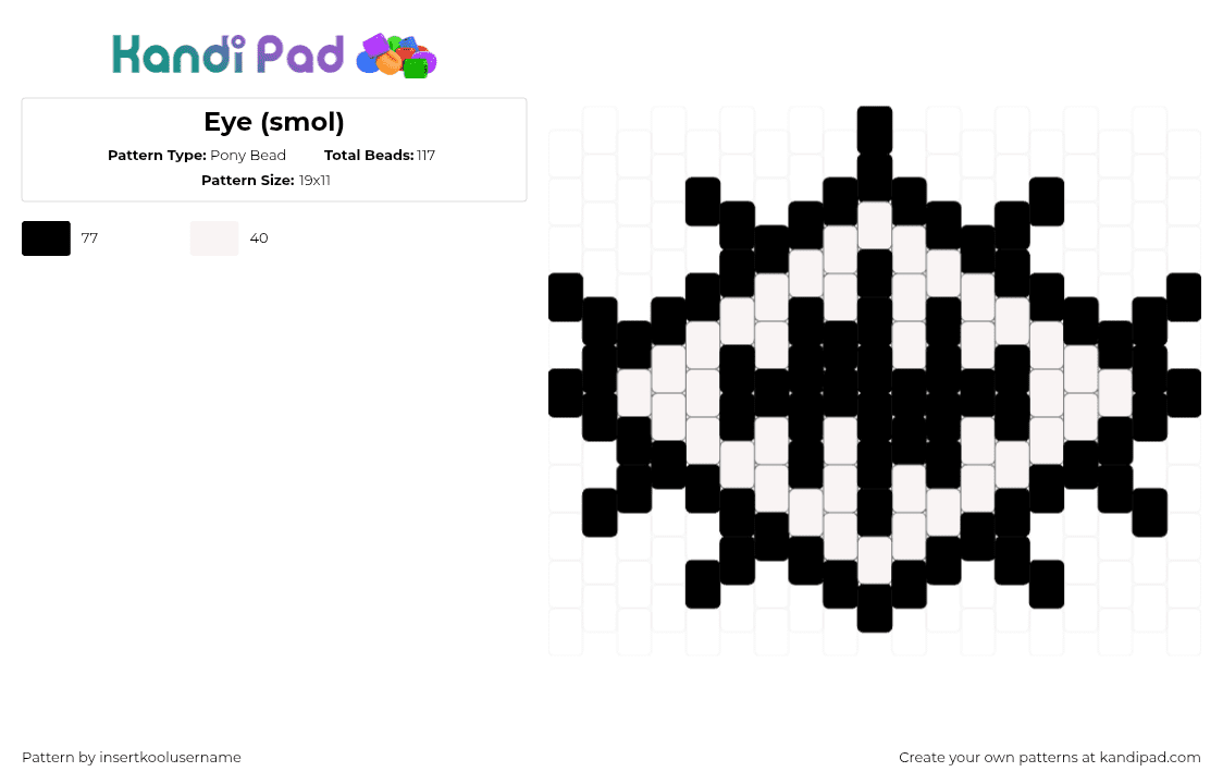 Eye (smol) - Pony Bead Pattern by insertkoolusername on Kandi Pad - black,white