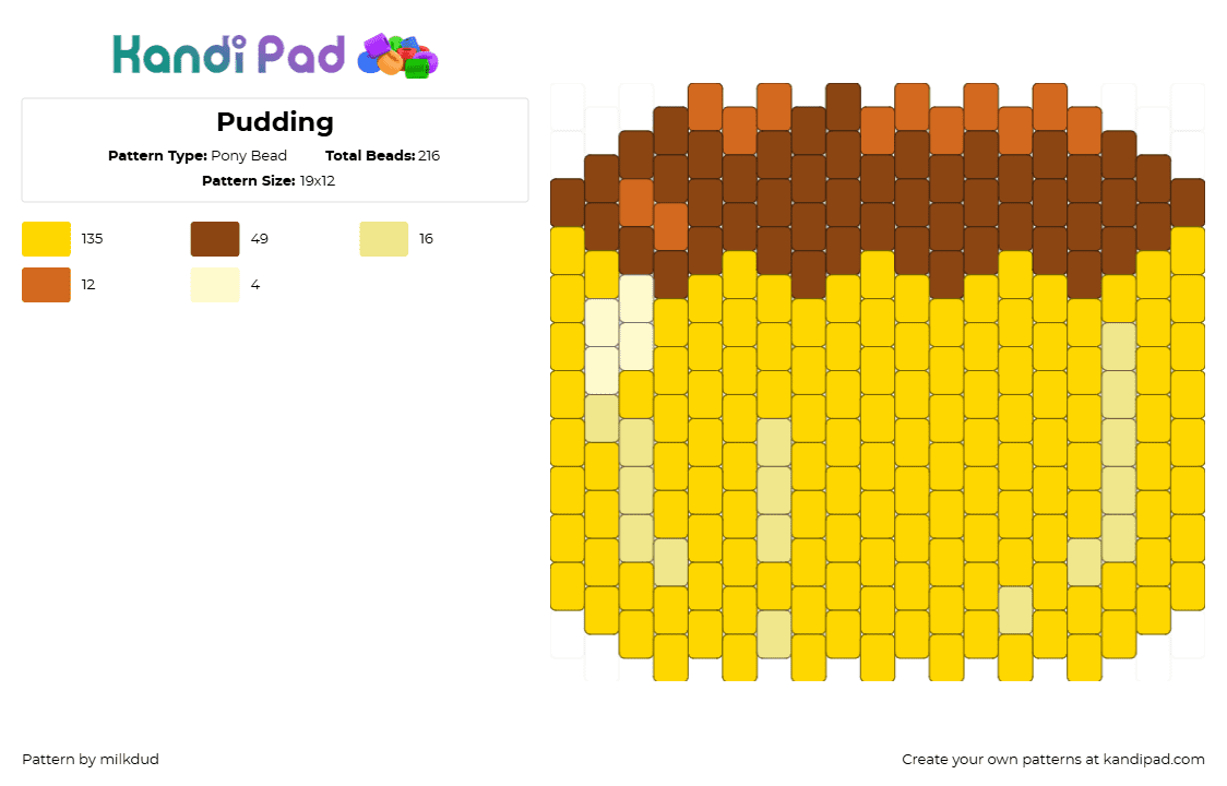 Pudding - Pony Bead Pattern by milkdud on Kandi Pad - yellow