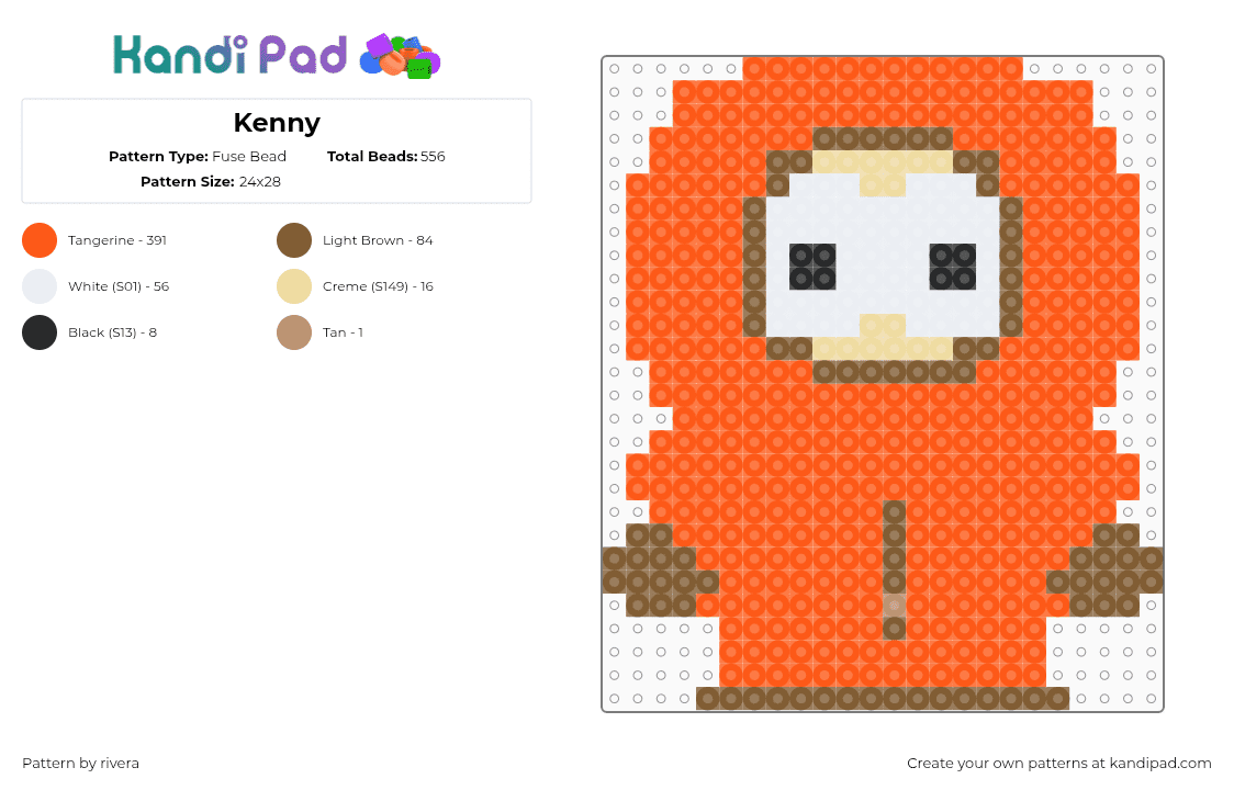 Kenny - Fuse Bead Pattern by rivera on Kandi Pad - orange