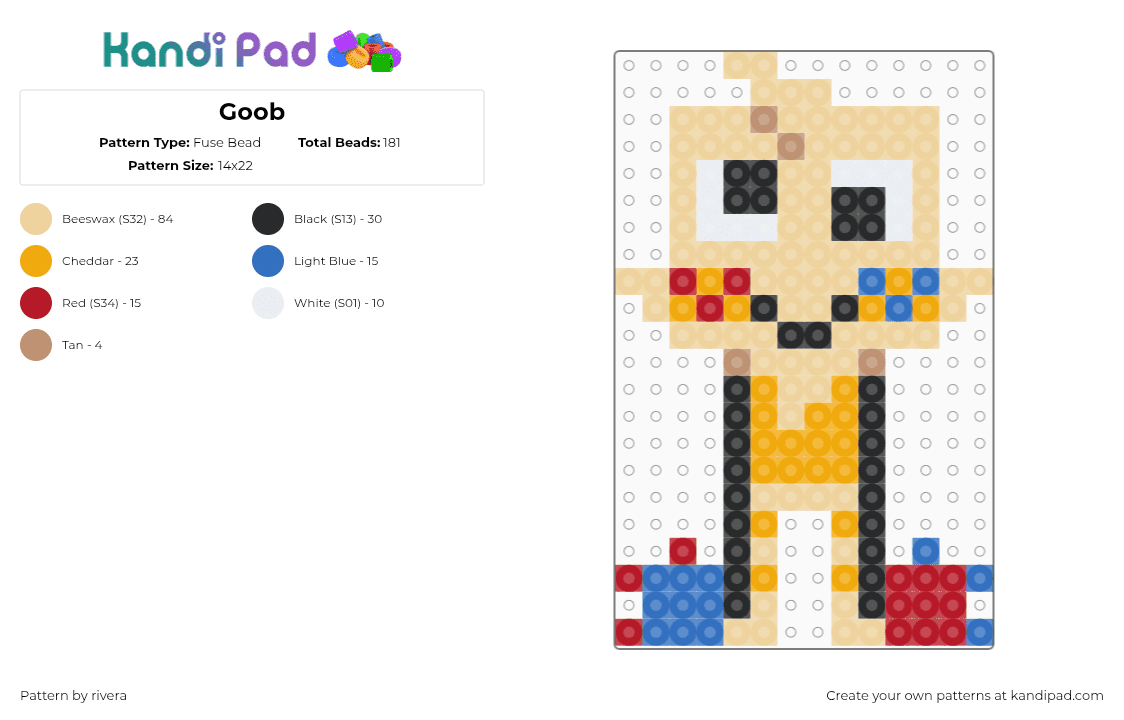 Goob - Fuse Bead Pattern by rivera on Kandi Pad - beige