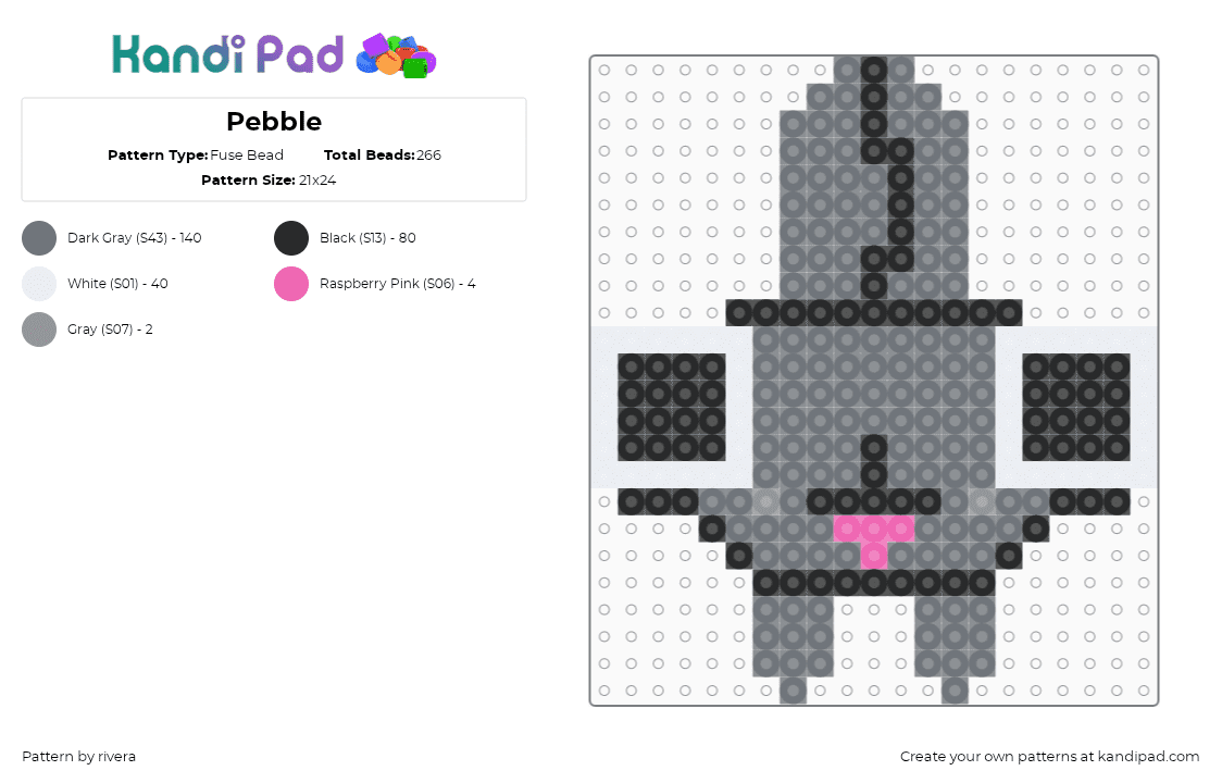 Pebble - Fuse Bead Pattern by rivera on Kandi Pad - gray
