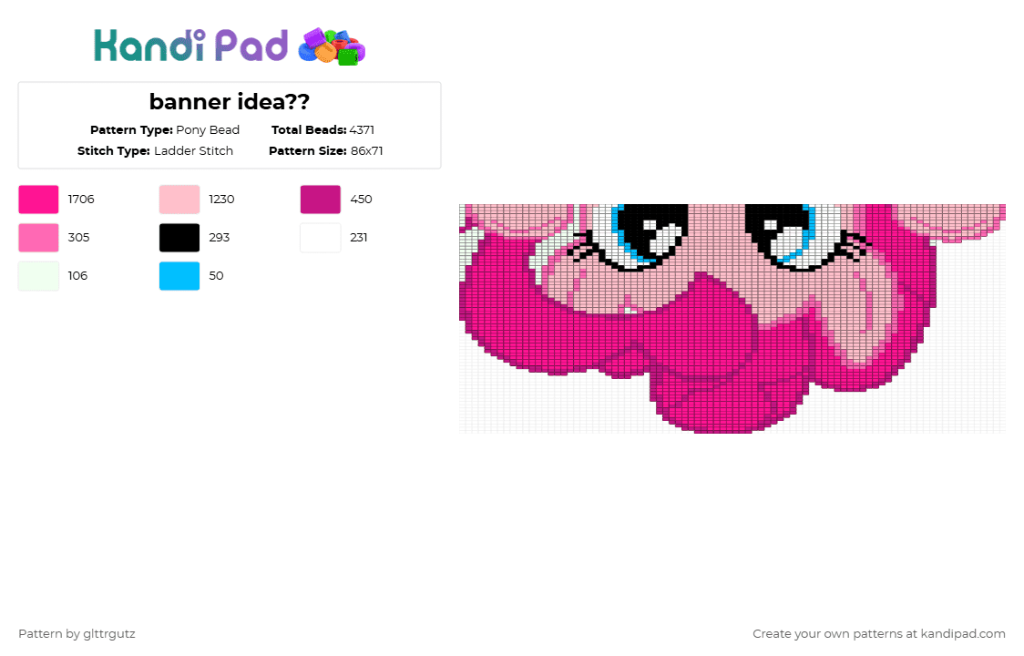 banner idea?? - Pony Bead Pattern by glttrgutz on Kandi Pad - pinkie pie,mlp,my little pony,pink