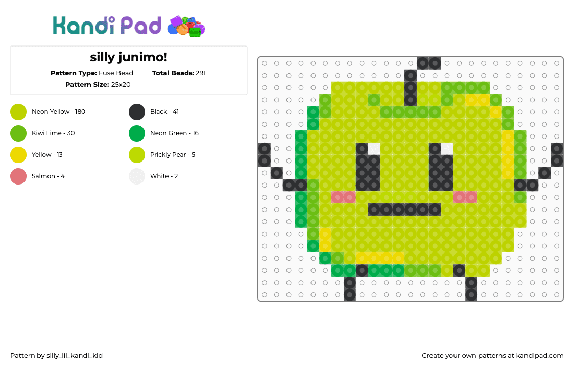 silly junimo! - Fuse Bead Pattern by silly_lil_kandi_kid on Kandi Pad - green,stardew valley,junimo,silly,cute,simple,basic,funny