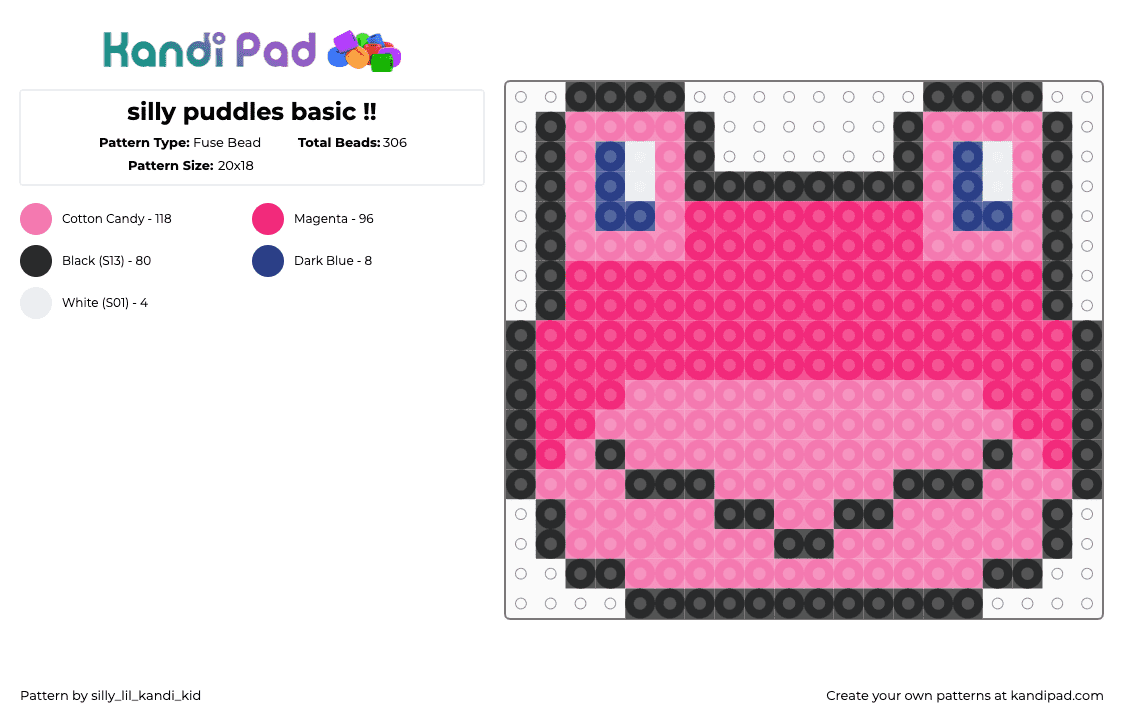 silly puddles basic !! - Fuse Bead Pattern by silly_lil_kandi_kid on Kandi Pad - pink,cute,acnh,puddles,animal crossing,ac,basic,easy