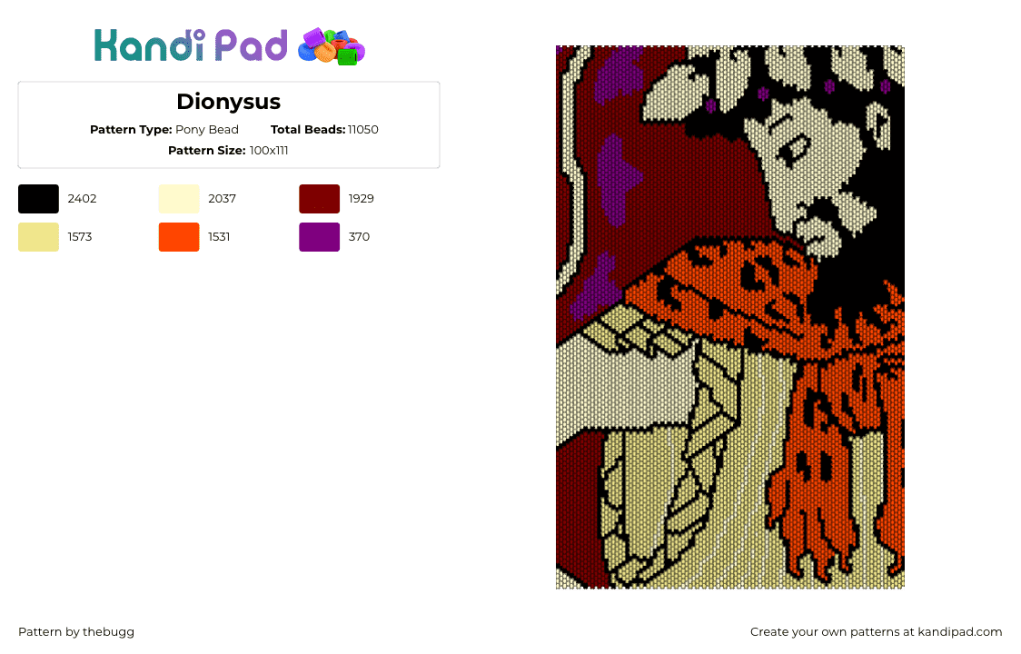 Dionysus - Pony Bead Pattern by thebugg on Kandi Pad - yellow