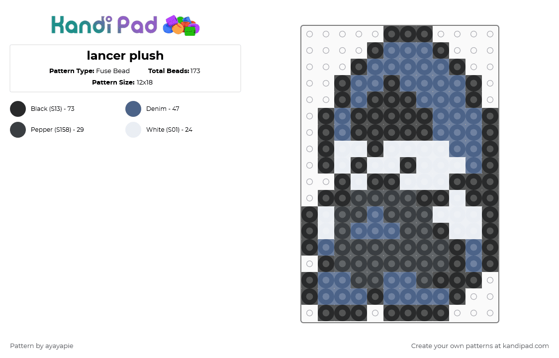 lancer plush - Fuse Bead Pattern by ayayapie on Kandi Pad - blue,white