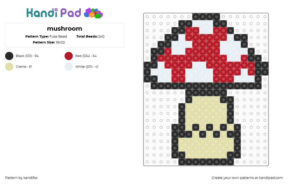 mushroom - Fuse Bead Pattern by kandifox on Kandi Pad - yellow,red