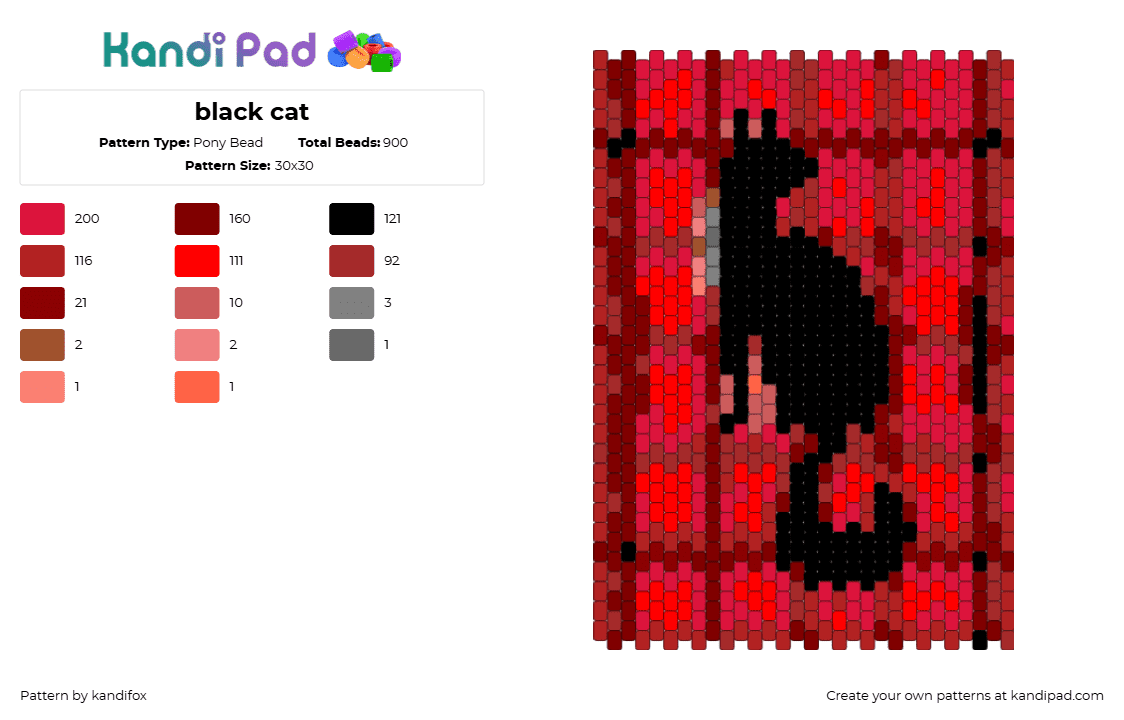 black cat - Pony Bead Pattern by kandifox on Kandi Pad - 