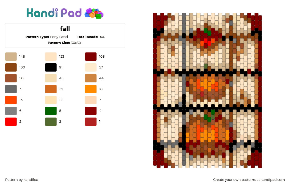 fall - Pony Bead Pattern by kandifox on Kandi Pad - 