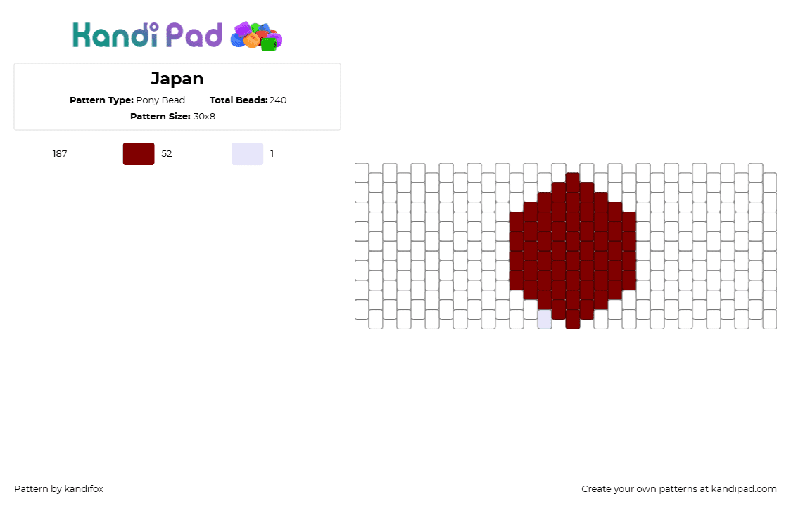 Japan - Pony Bead Pattern by the_weird_kid_on_the_block on Kandi Pad - white