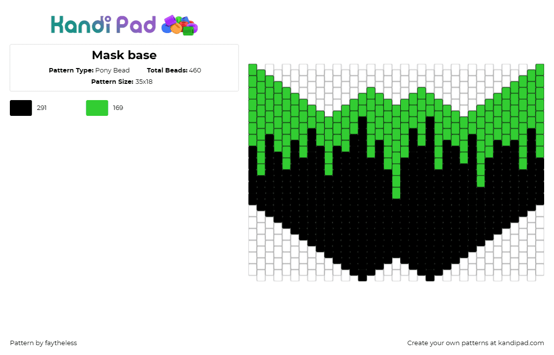 Mask base - Pony Bead Pattern by faytheless on Kandi Pad - drippy,acid,simple,mask,green,black