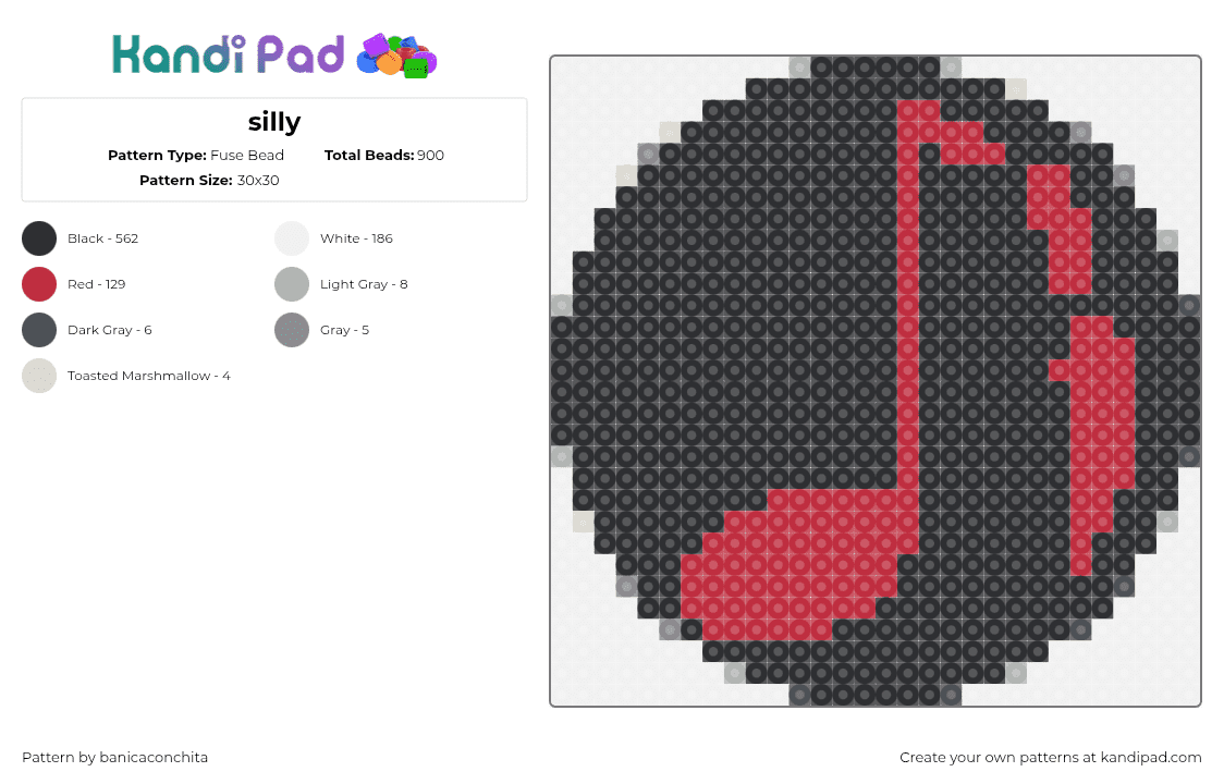 silly - Fuse Bead Pattern by banicaconchita on Kandi Pad - black, red, white