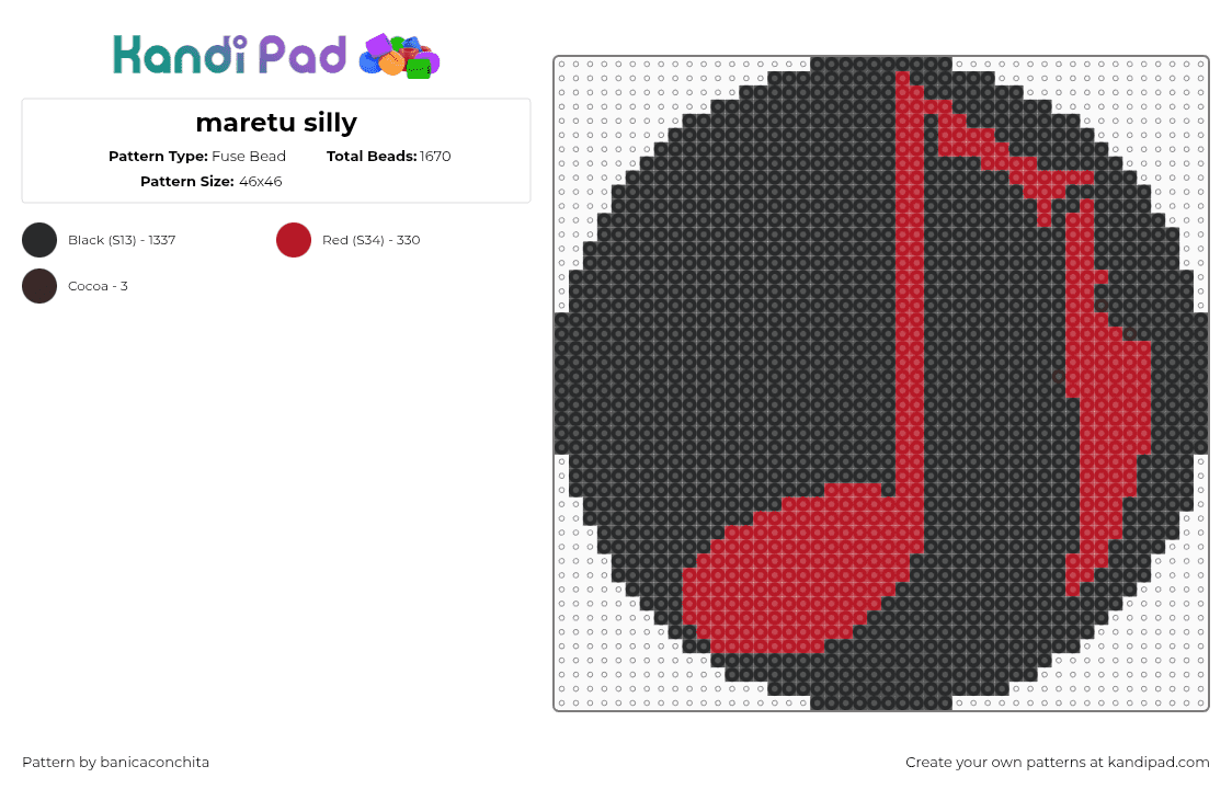 maretu silly - Fuse Bead Pattern by banicaconchita on Kandi Pad - black, red