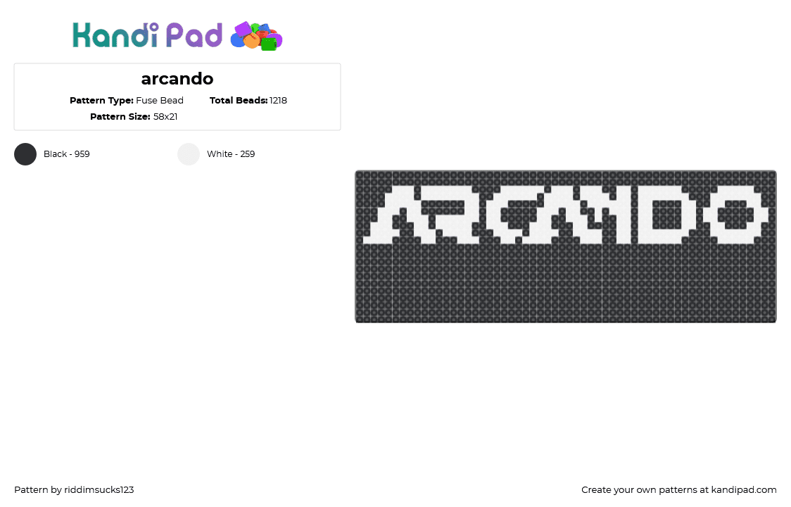 arcando - Fuse Bead Pattern by riddimsucks123 on Kandi Pad - black,dnb