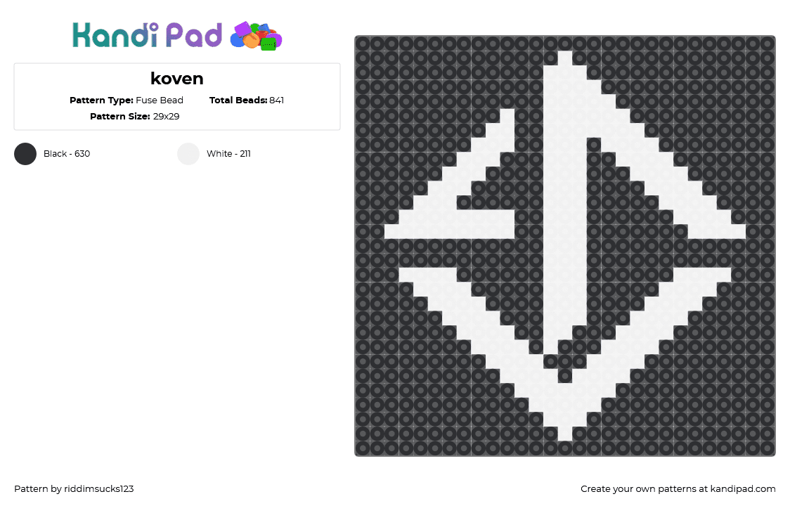 koven - Fuse Bead Pattern by riddimsucks123 on Kandi Pad - black,dnb