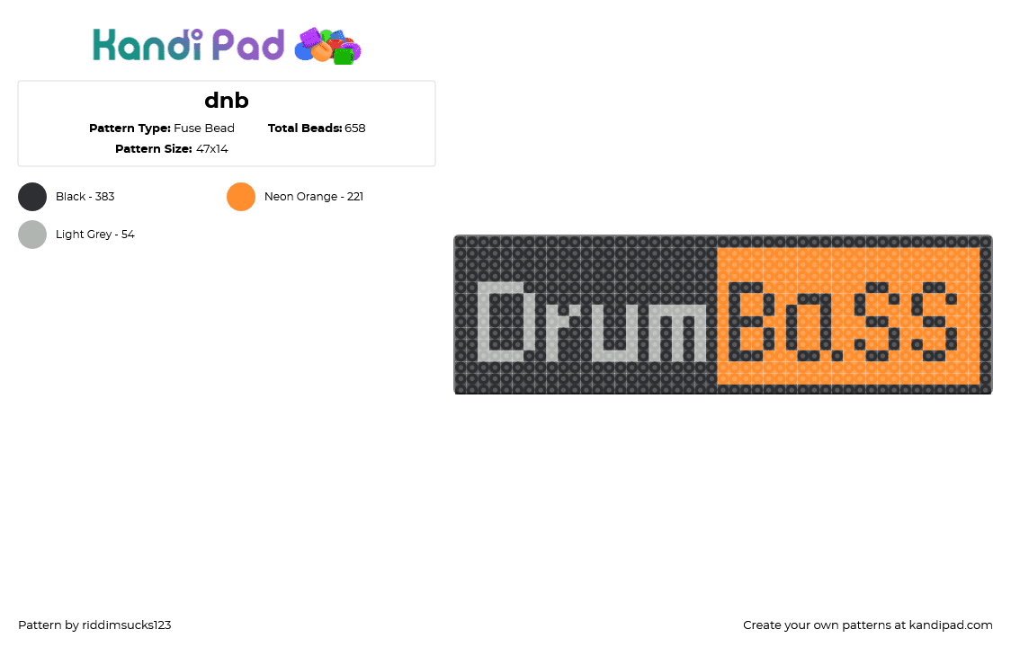 dnb - Fuse Bead Pattern by riddimsucks123 on Kandi Pad - orange