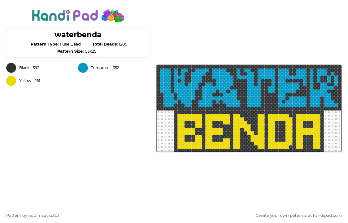 waterbenda - Fuse Bead Pattern by riddimsucks123 on Kandi Pad - light blue,yellow