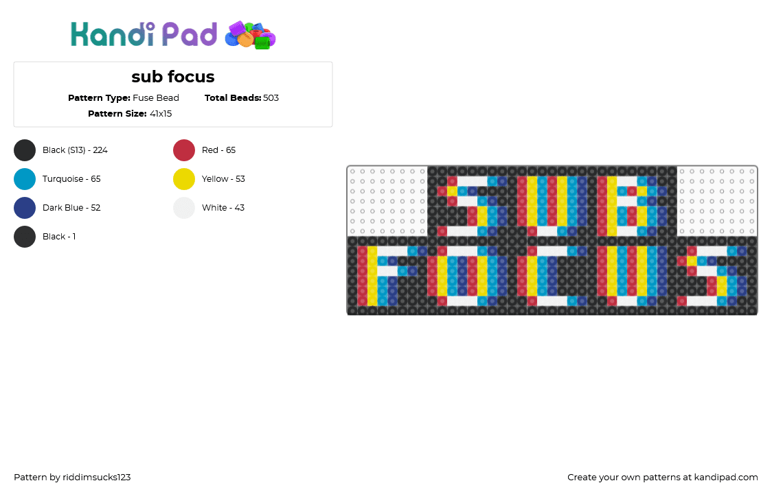 sub focus - Fuse Bead Pattern by riddimsucks123 on Kandi Pad - red,light blue,dnb,sub focus,worship