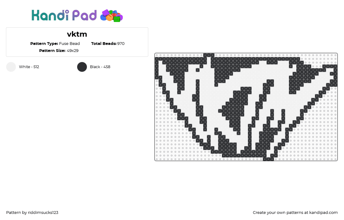 vktm - Fuse Bead Pattern by riddimsucks123 on Kandi Pad - white,black